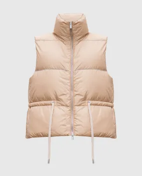 Peserico Gilet in piumino beige con catena monil A0340706957