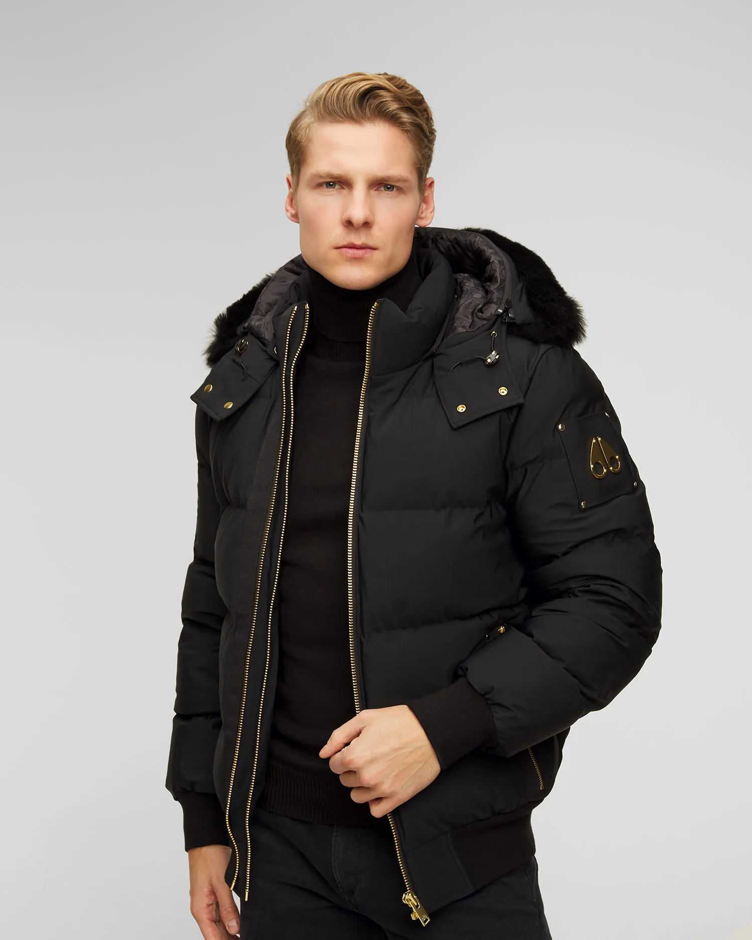 Piumino nero da uomo Moose Knuckles Stagg Bomber M32MB021GS-305