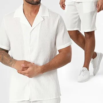 Set camicia bianca a maniche corte e pantaloncini da jogging