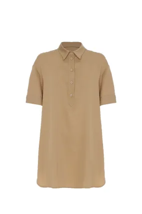 SHORT DRESS WITH TENCEL COLLAR