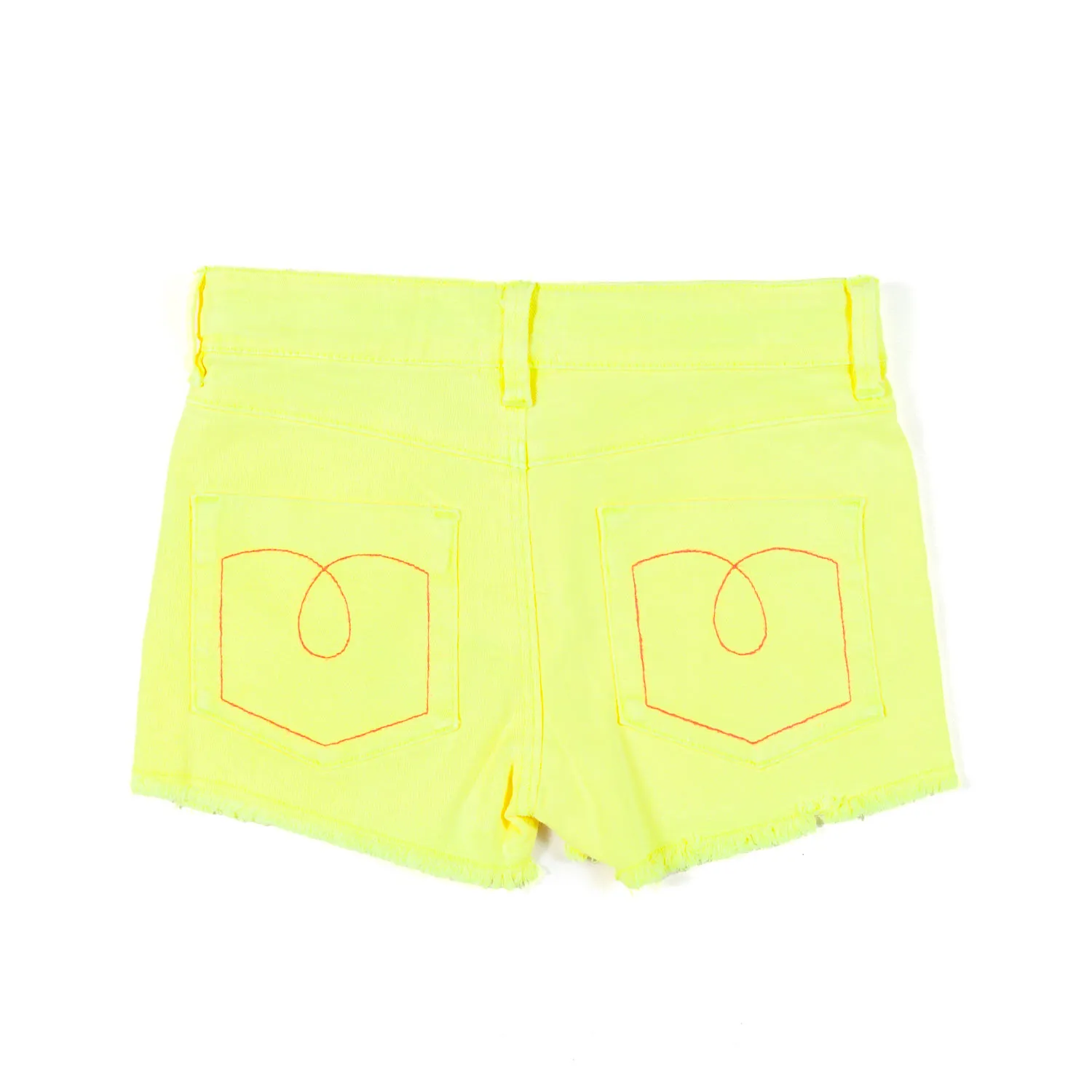 Shorts Di Jeans Giallo Fluo Con Paillettes Bambina