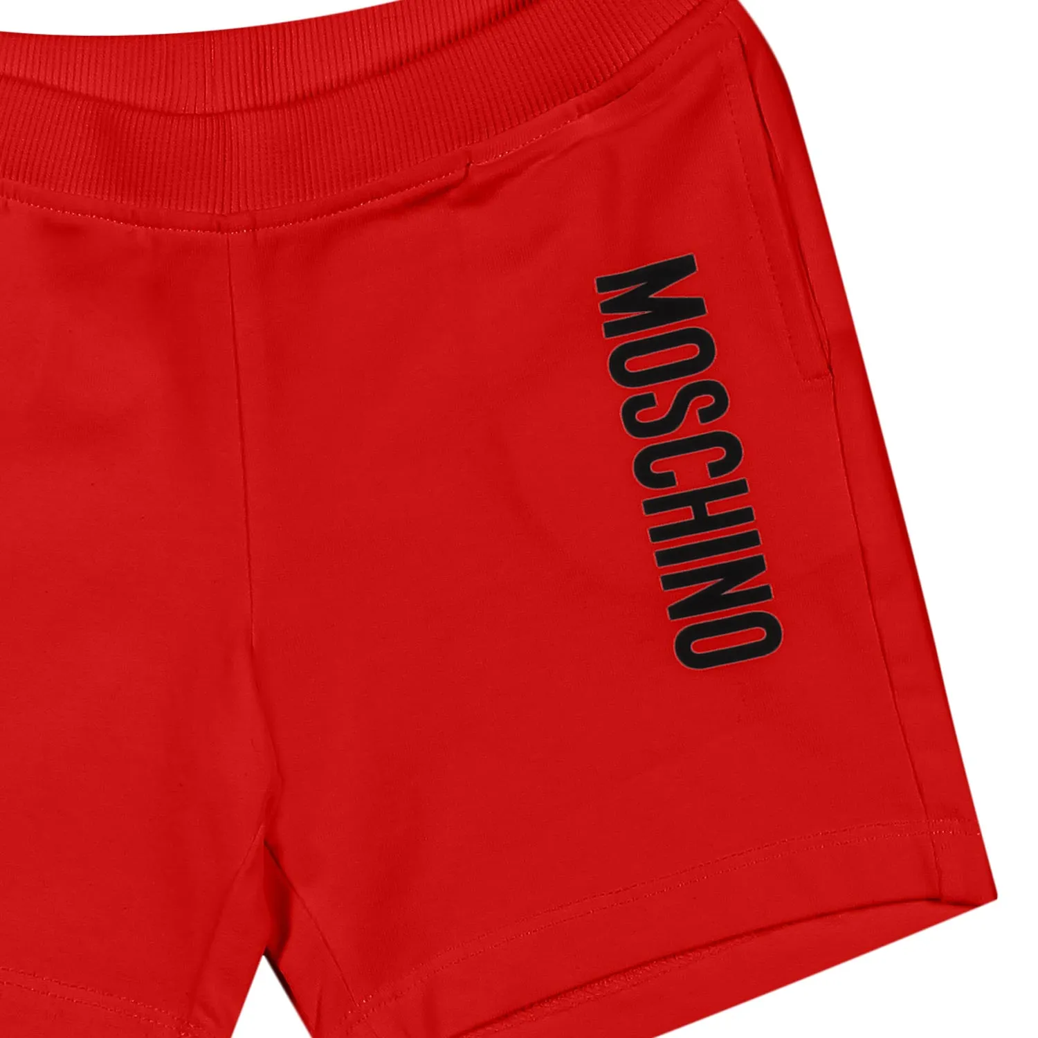 Shorts Felpa Rosso Con Logo Nero Bimbo E Bimba