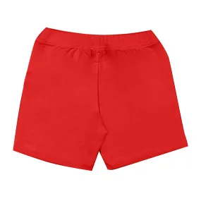 Shorts Felpa Rosso Con Logo Nero Bimbo E Bimba