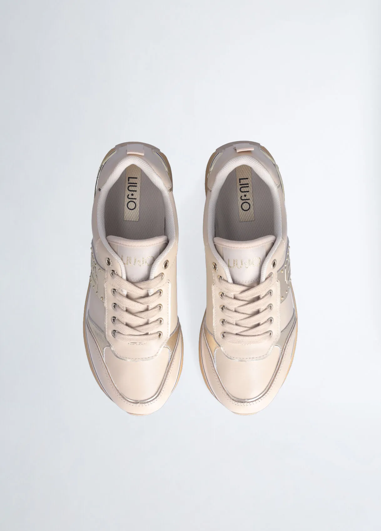 Sneakers platform beige in pelle