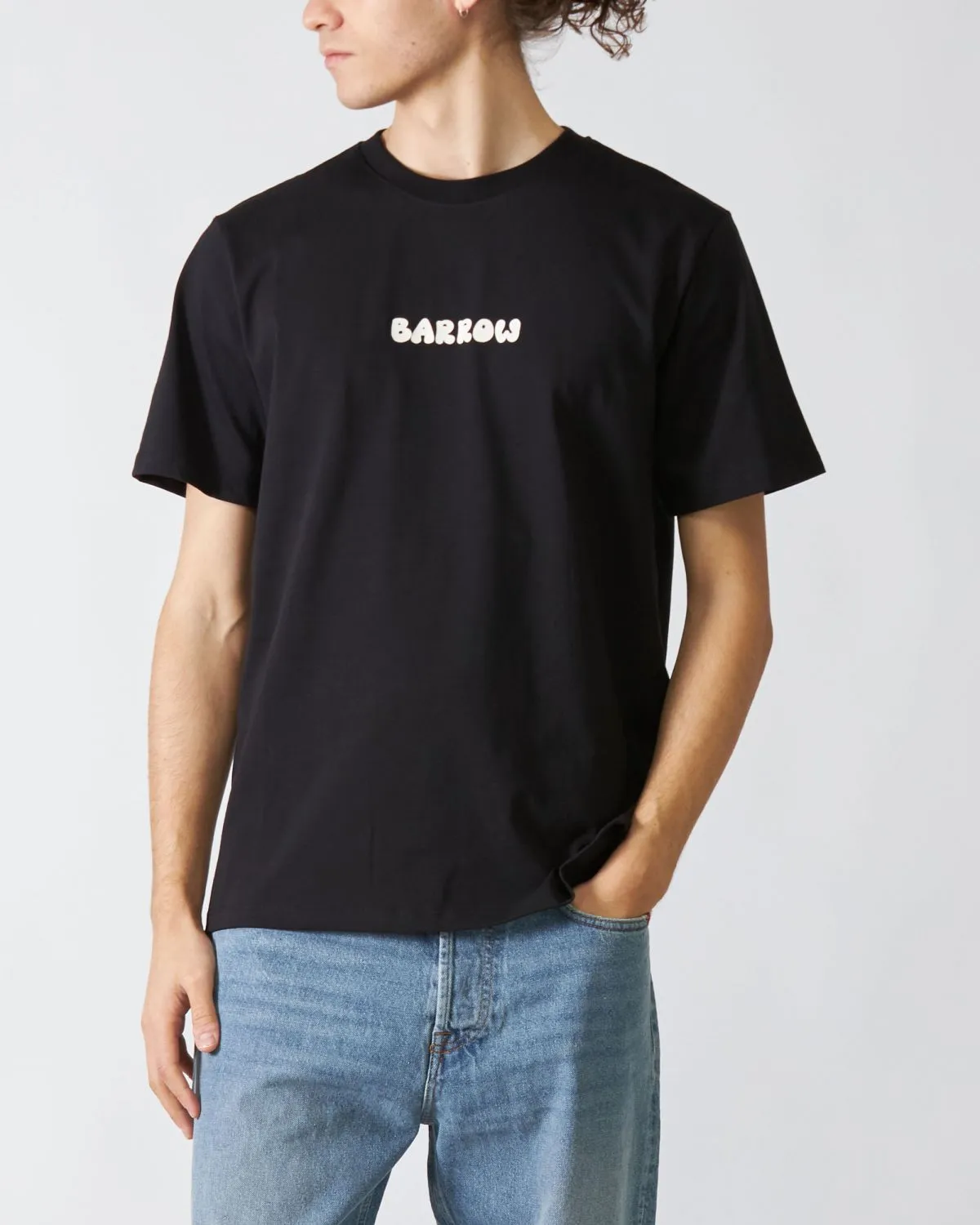 T-Shirt Jersey Nero con Stampa