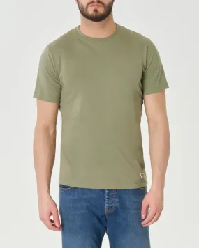 T-shirt mezza manica verde militare in jersey di puro cotone