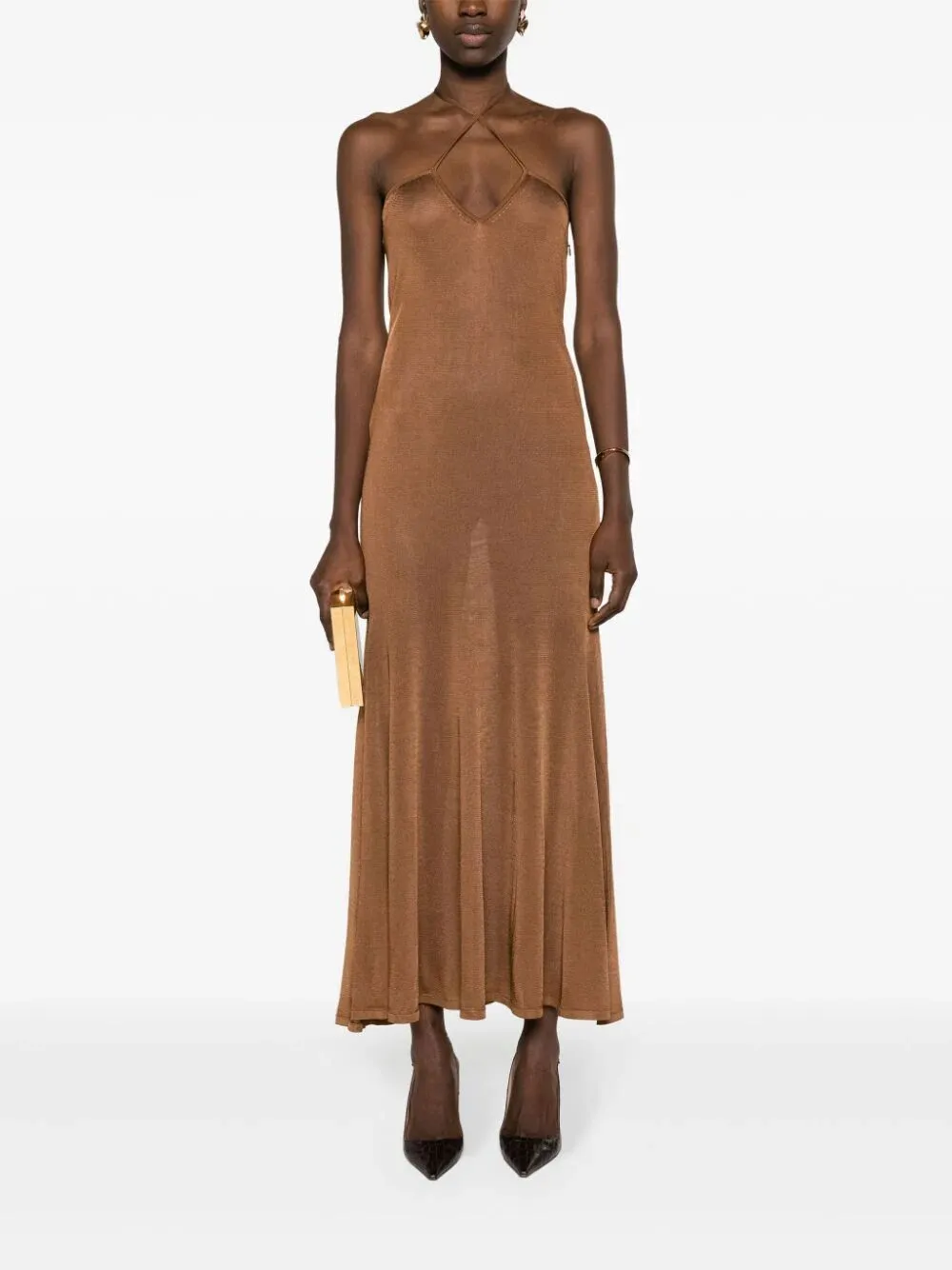 TOM FORD SLINKY VISCOSE JERSEY - 14GG HALTERNECK DRESS