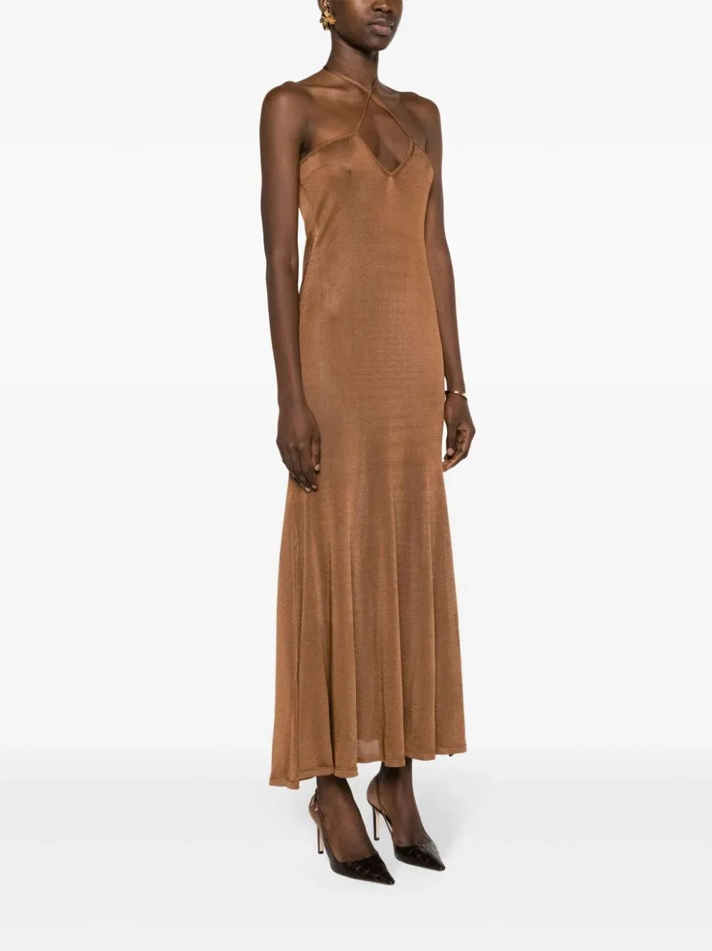 TOM FORD SLINKY VISCOSE JERSEY - 14GG HALTERNECK DRESS