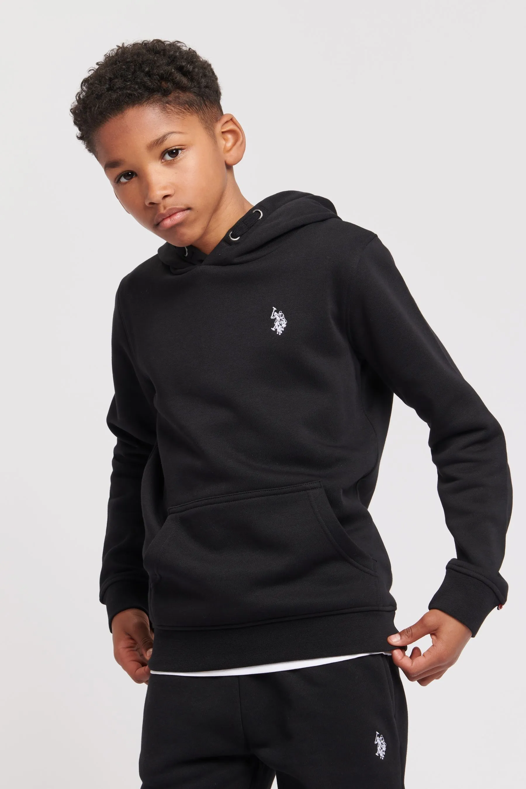 U.S. Polo Assn. Felpa bambini con doppio cavaliere e cappuccio    