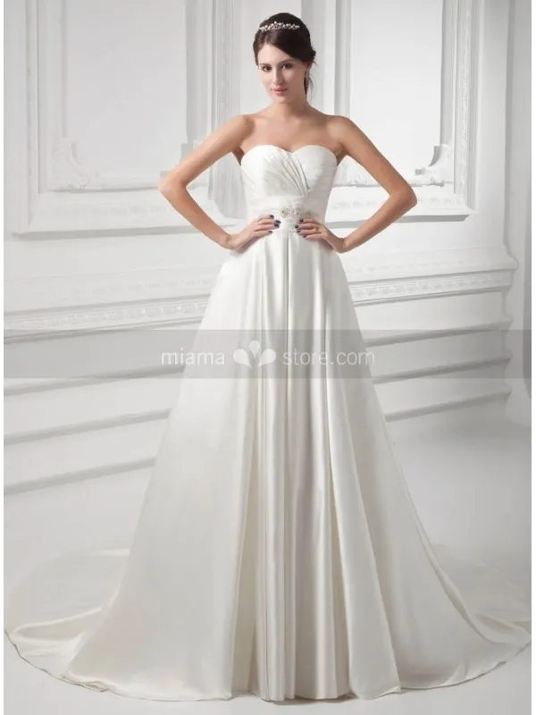 VANESSA - A-line Empire waist Sweetheart Chapel train Satin Wedding dress