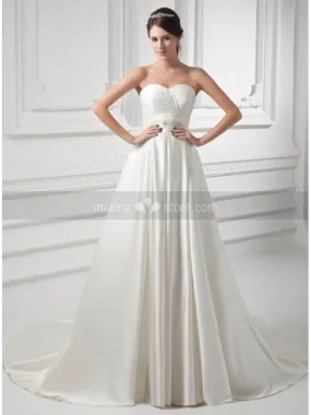 VANESSA - A-line Empire waist Sweetheart Chapel train Satin Wedding dress