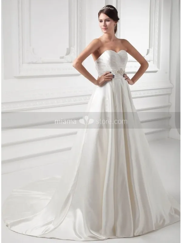 VANESSA - A-line Empire waist Sweetheart Chapel train Satin Wedding dress