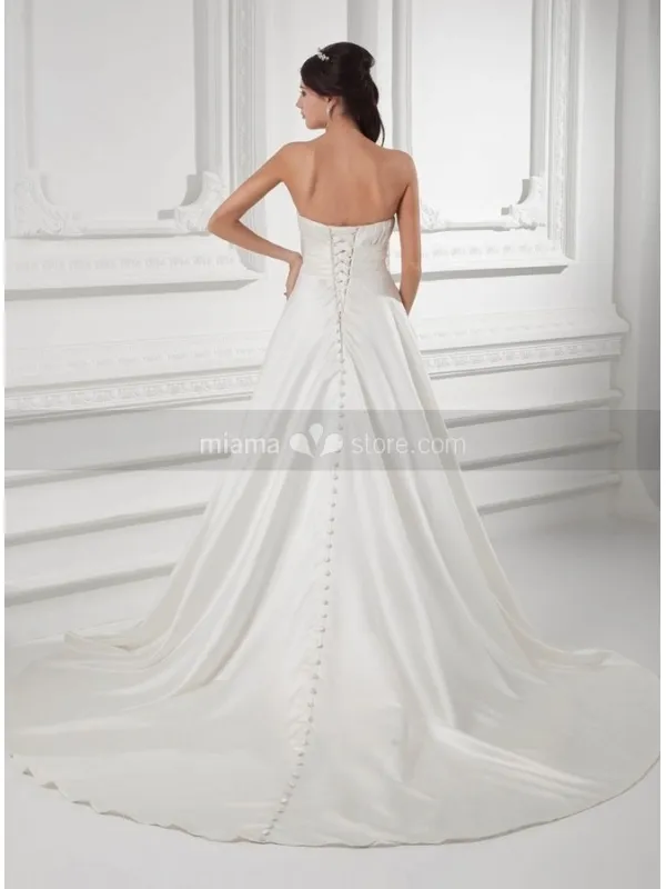 VANESSA - A-line Empire waist Sweetheart Chapel train Satin Wedding dress