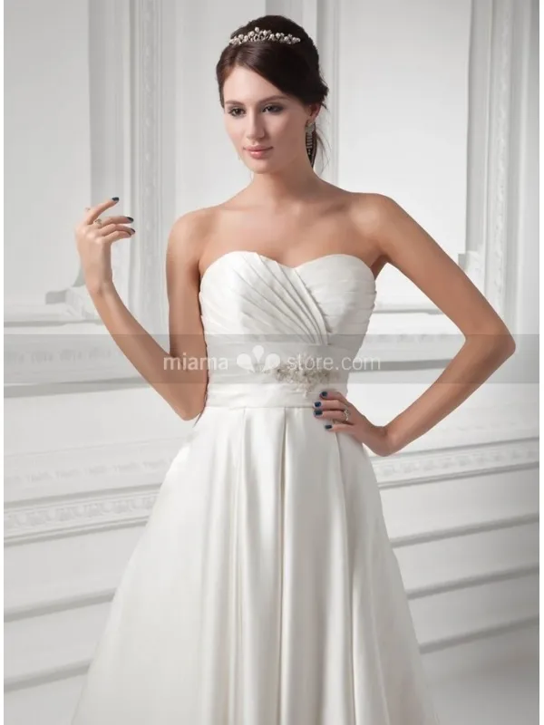 VANESSA - A-line Empire waist Sweetheart Chapel train Satin Wedding dress