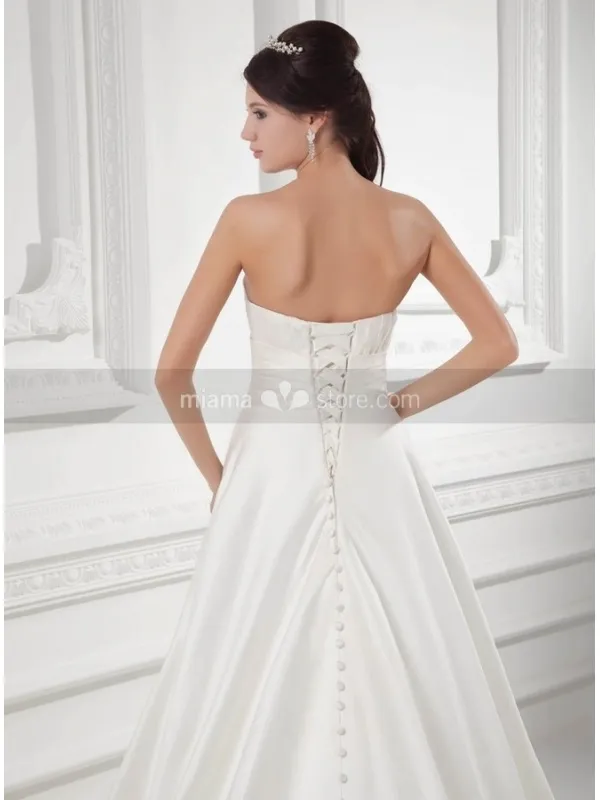 VANESSA - A-line Empire waist Sweetheart Chapel train Satin Wedding dress