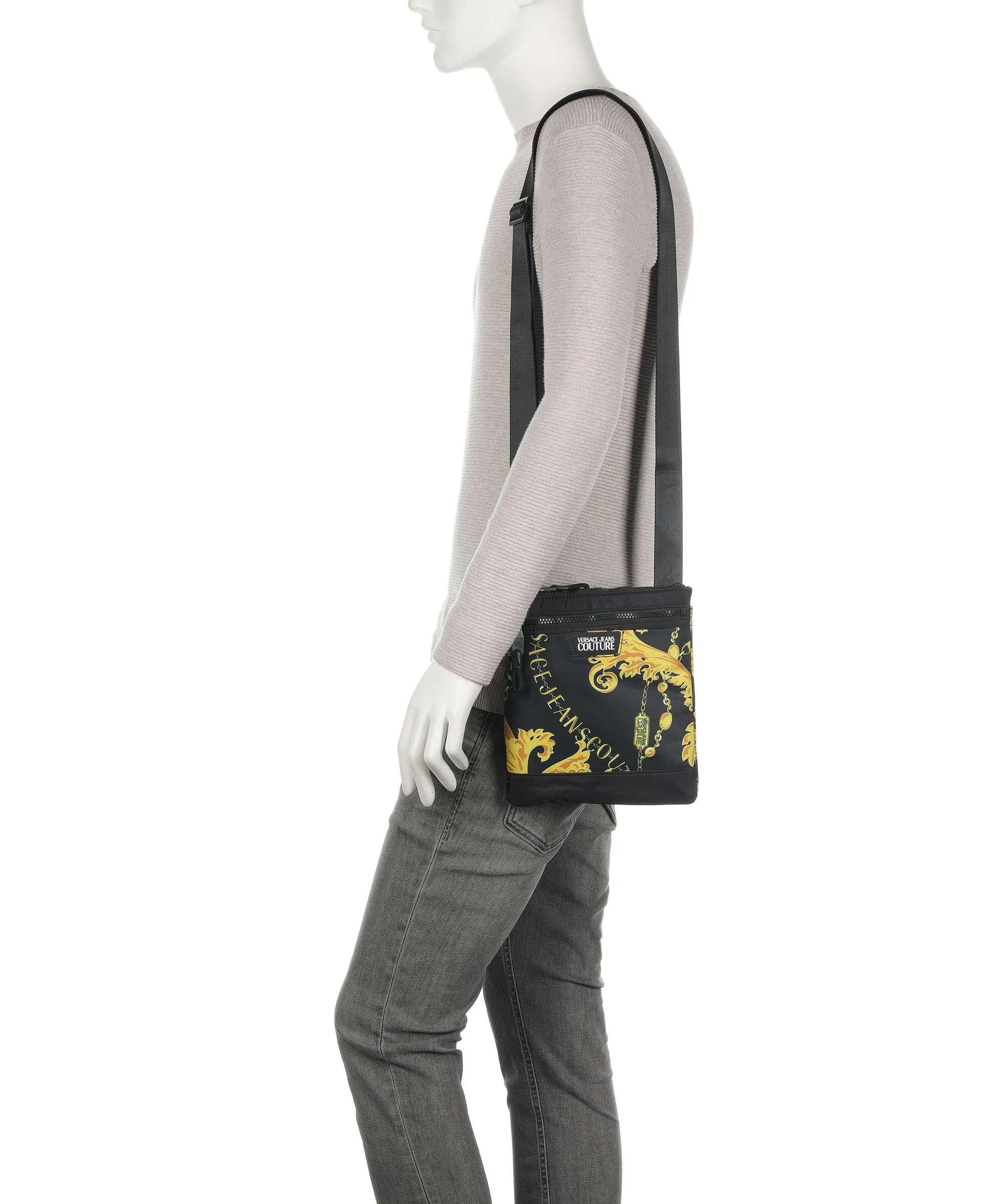  Versace Jeans Couture Iconic Printed Logo Borsa a tracolla poliestere nero  