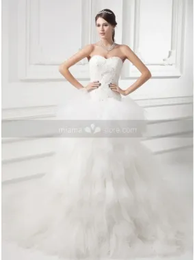 VICKY - A-line Sweetheart Chapel train Tulle Wedding dress