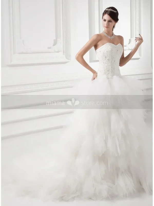 VICKY - A-line Sweetheart Chapel train Tulle Wedding dress