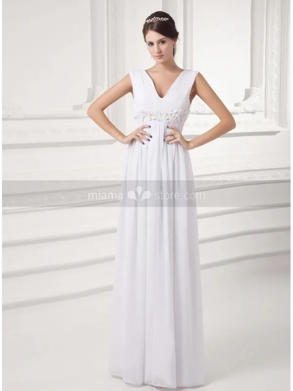 VIVIAN - Sheath Empire waist V-neck Floor length Wedding dress