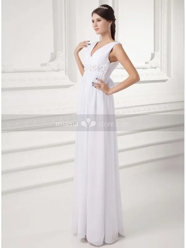 VIVIAN - Sheath Empire waist V-neck Floor length Wedding dress