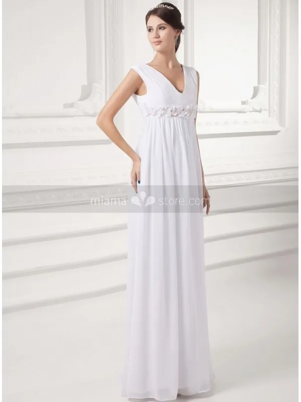 VIVIAN - Sheath Empire waist V-neck Floor length Wedding dress