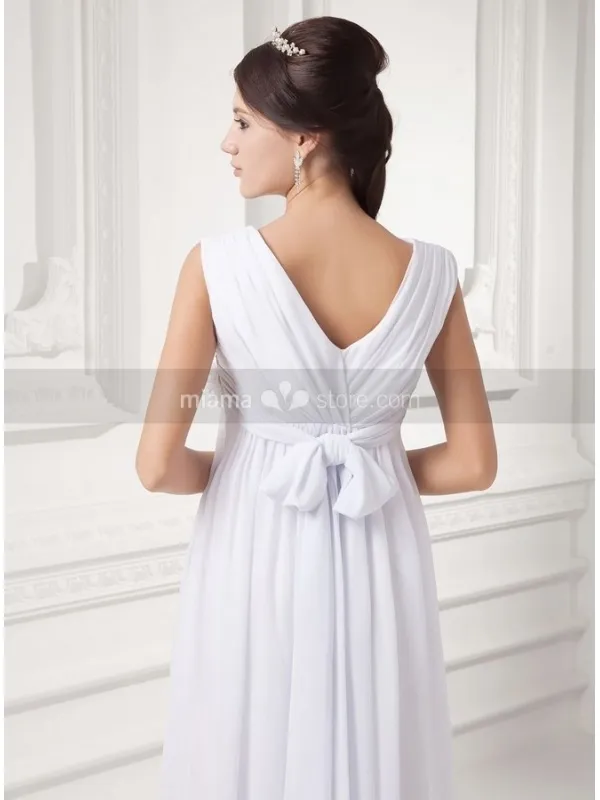 VIVIAN - Sheath Empire waist V-neck Floor length Wedding dress