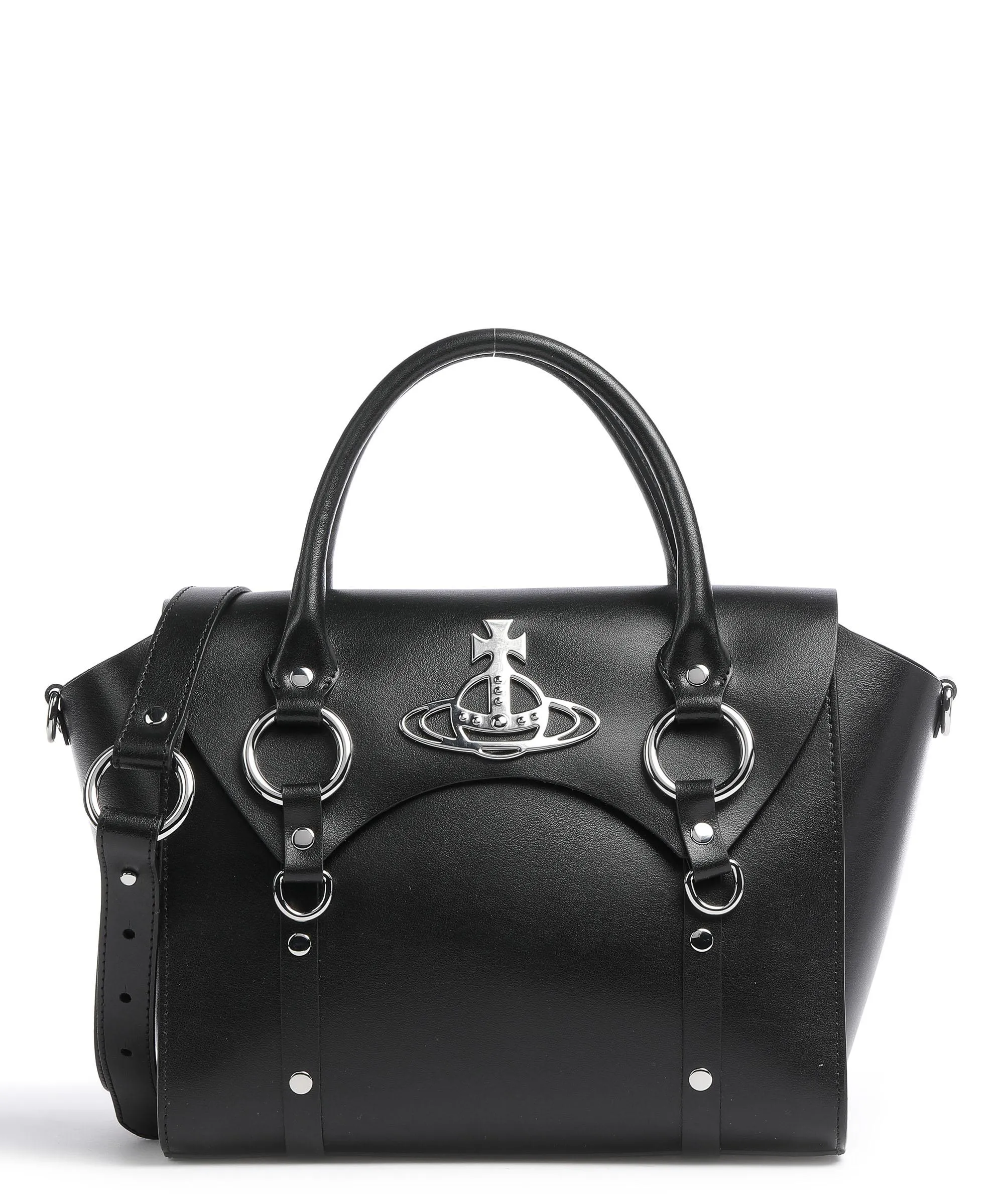  Vivienne Westwood Betty Smooth Medium Borsa a mano pelle di vacchetta finemente grana nero  