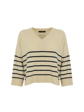 WEEKEND MAX MARA     Maglia Leva in cashmere ecru' e blu