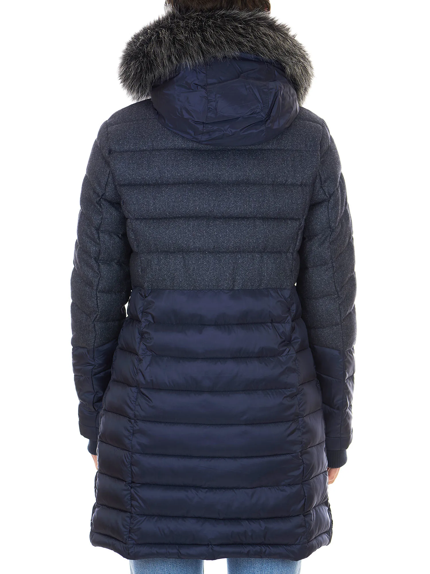 Women's padded jacket navy blue colour with hood