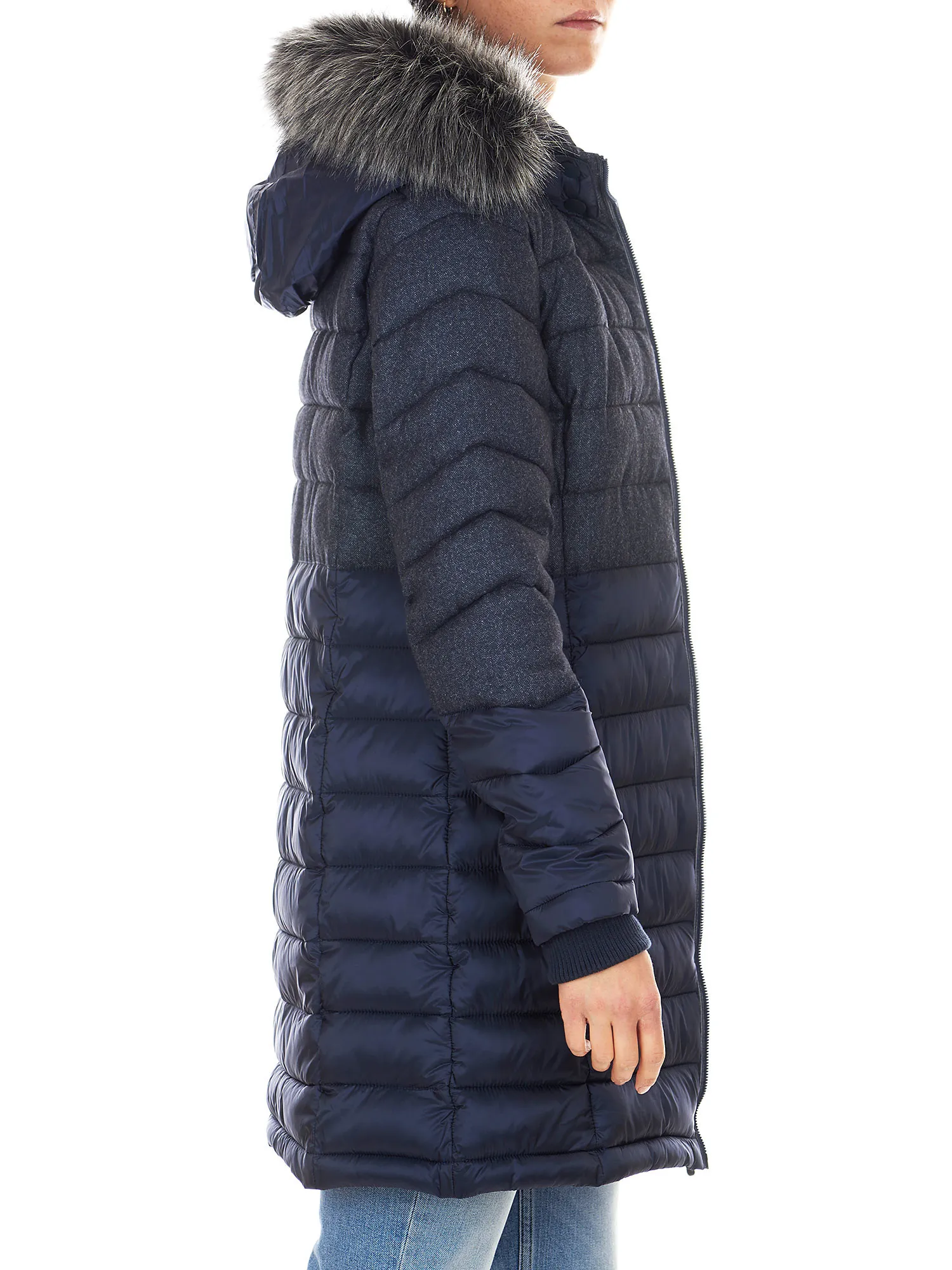 Women's padded jacket navy blue colour with hood